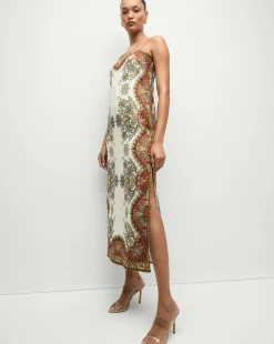 Veronica Beard Dresses*Petra Linen Maxi Dress in Cream & Red Dove/RedMulti