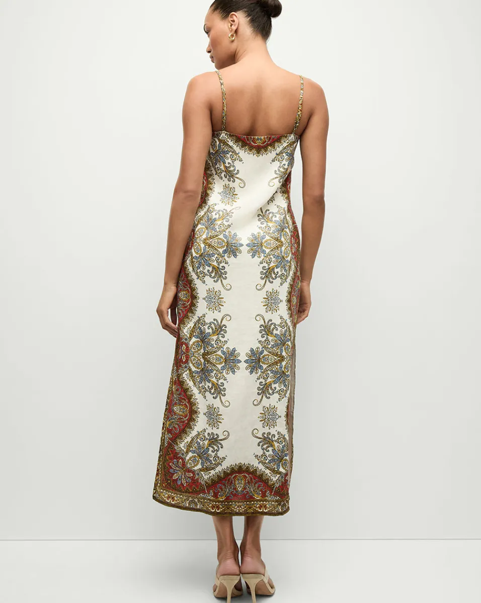 Veronica Beard Dresses*Petra Linen Maxi Dress in Cream & Red Dove/RedMulti