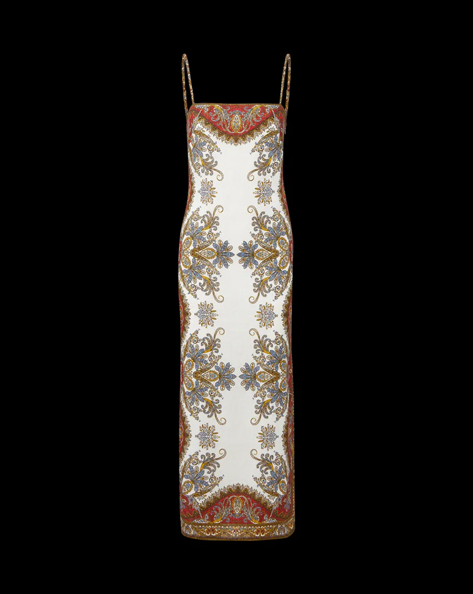 Veronica Beard Dresses*Petra Linen Maxi Dress in Cream & Red Dove/RedMulti