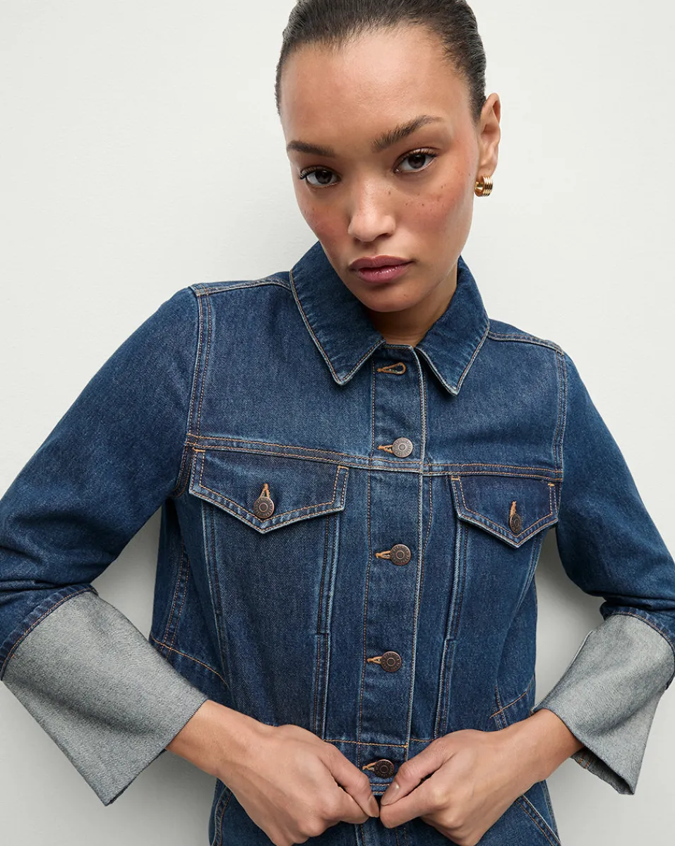 Veronica Beard Jackets & Outerwear|Matching Sets*Phila Cropped Denim Jacket in Blue Denim EveningDusk