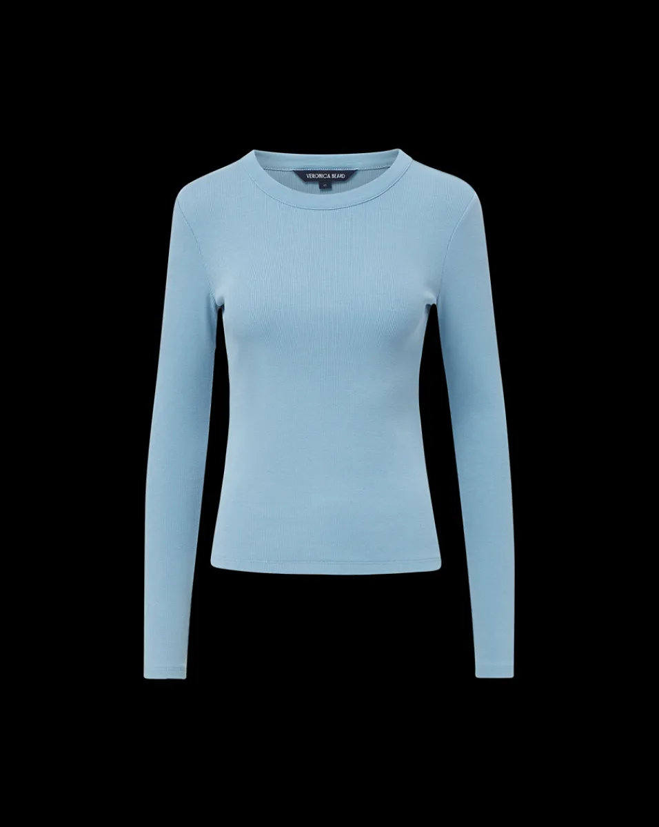 Veronica Beard Tops*Pruitt Long-Sleeve Top in Light Blue SeaGlass