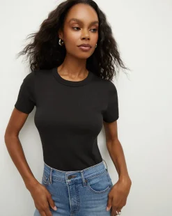 Veronica Beard Tops|Extended Sizes*Pruitt Ribbed Tee Black