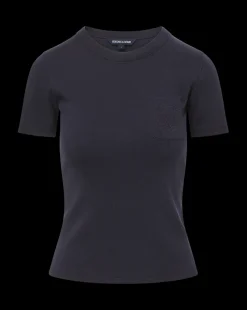Veronica Beard Tops*Pruitt Ribbed Tee | Logo Pocket in Navy