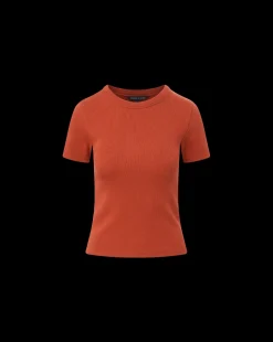 Veronica Beard Tops*Pruitt Ribbed Tee in Brick Red BrickRed