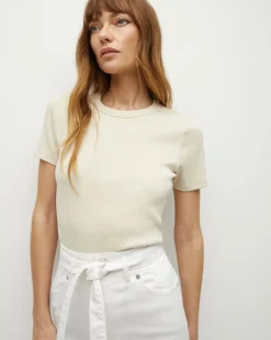 Veronica Beard Tops*Pruitt Ribbed Tee in Limestone