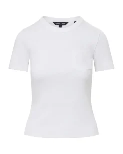 Veronica Beard Tops*Pruitt Ribbed Pocket Tee White
