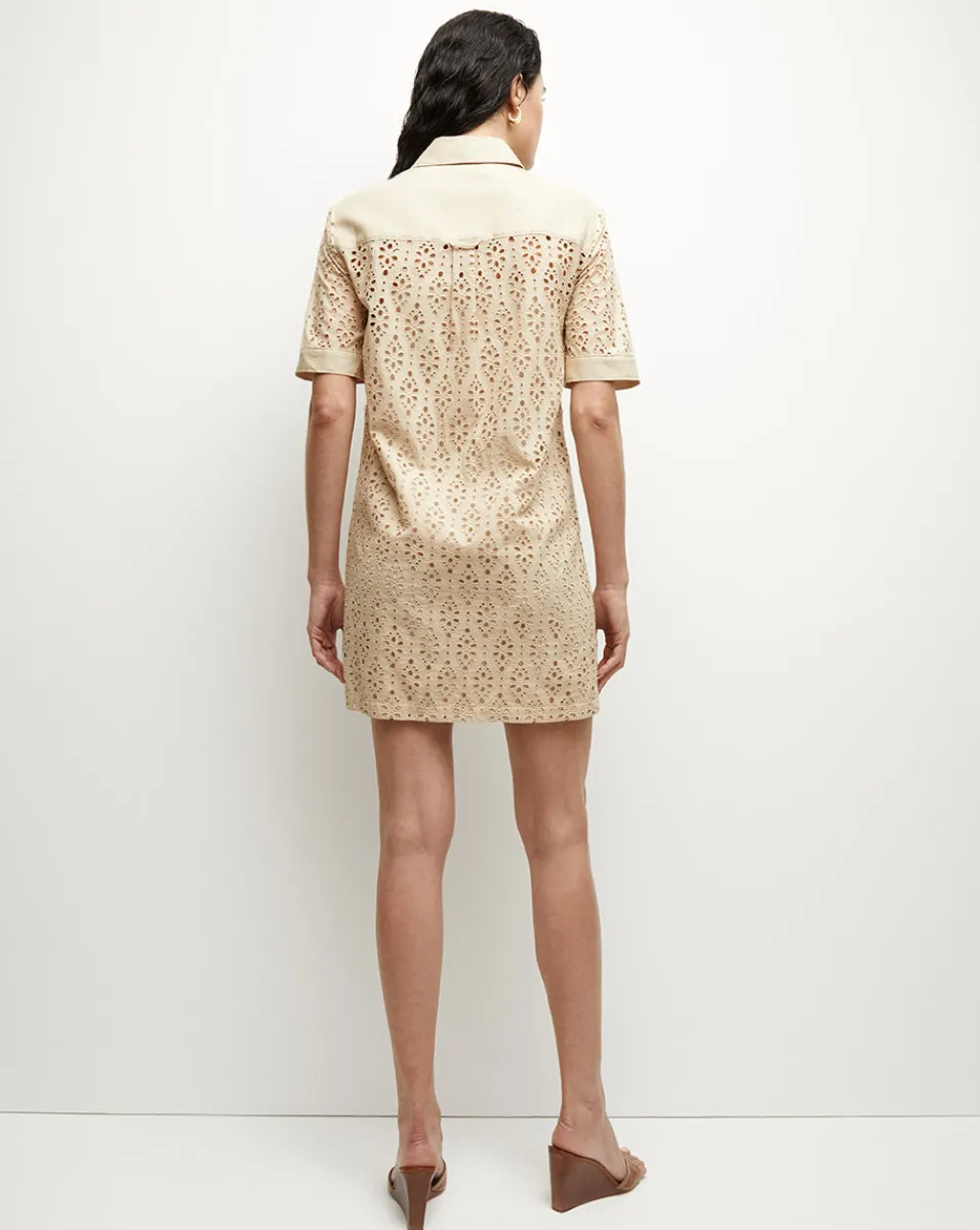 Veronica Beard Dresses*Rafaela Cotton Eyelet Shirtdress in Stone Khaki StoneKhaki