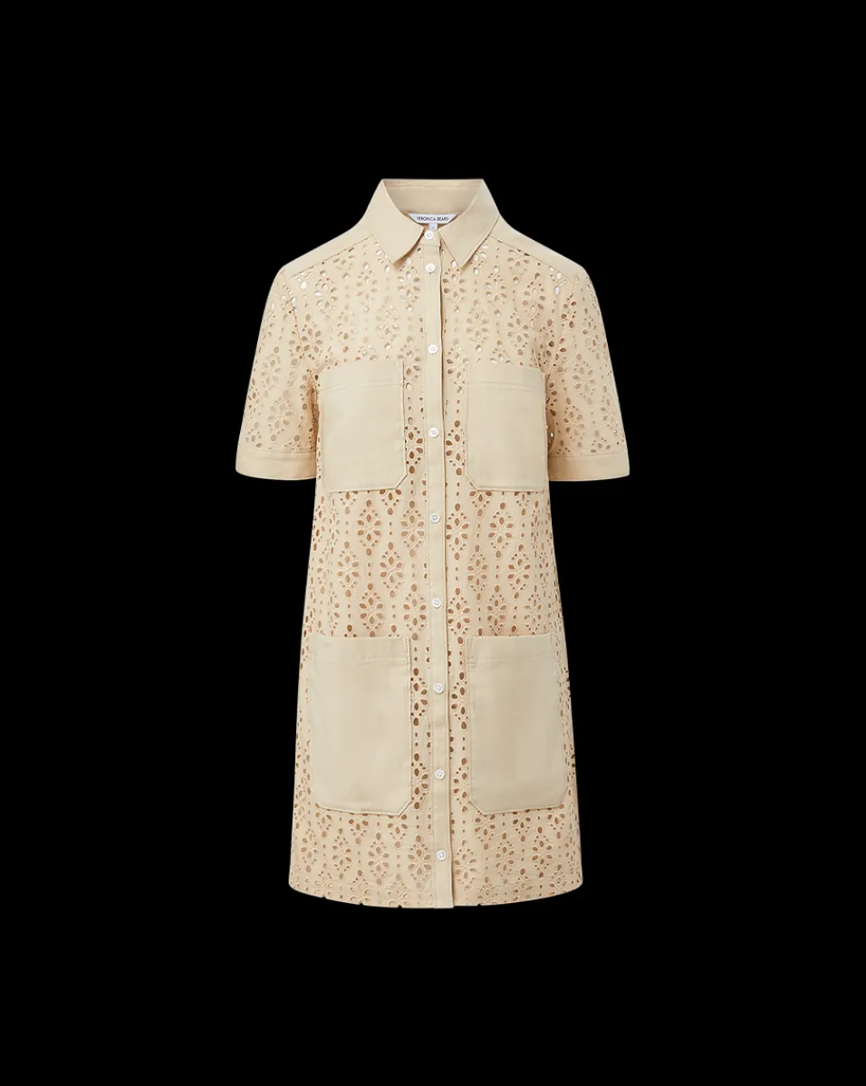 Veronica Beard Dresses*Rafaela Cotton Eyelet Shirtdress in Stone Khaki StoneKhaki