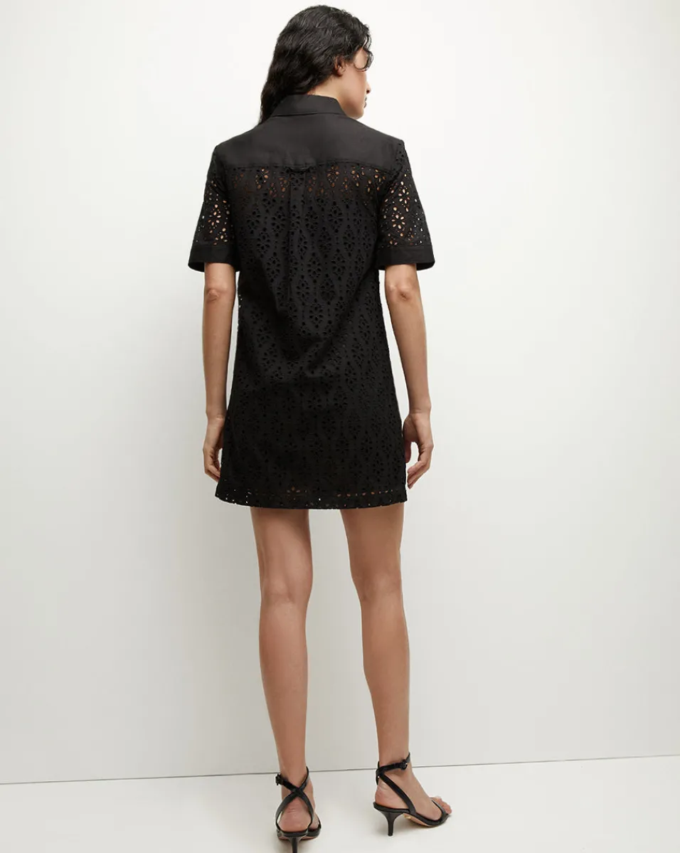Veronica Beard Dresses*Rafaela Cotton Eyelet Shirtdress in Black
