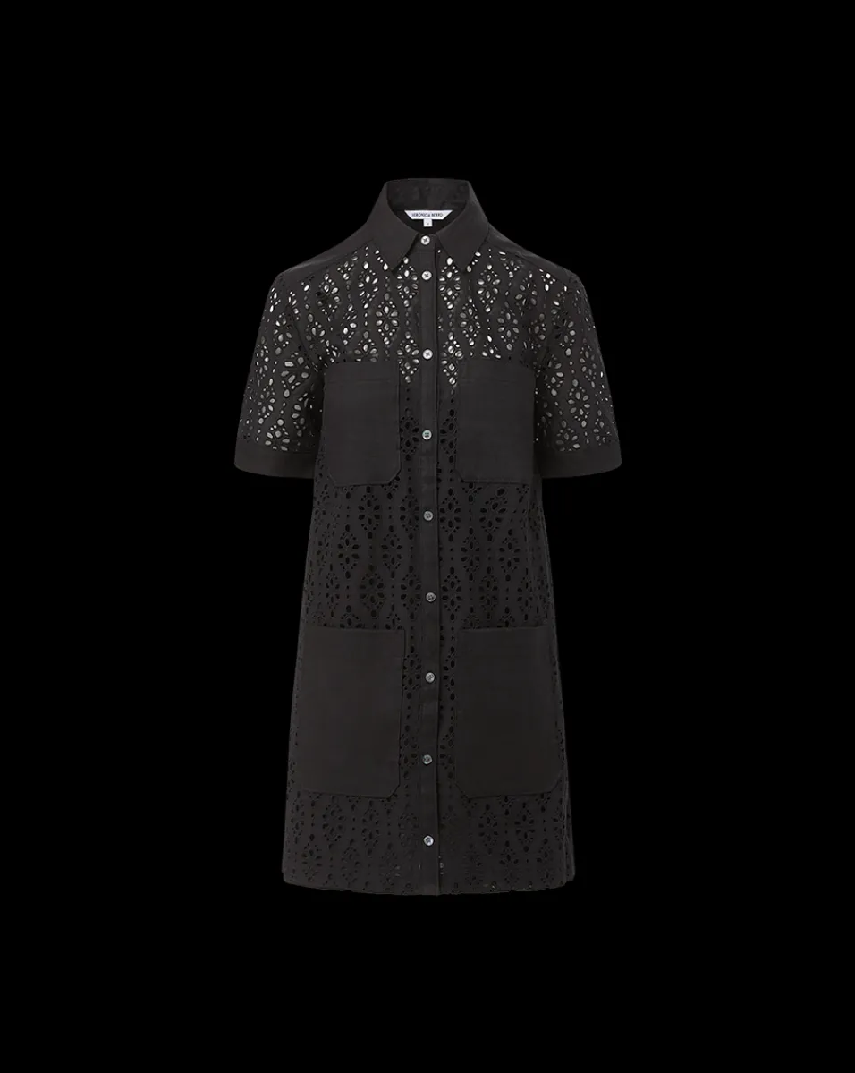 Veronica Beard Dresses*Rafaela Cotton Eyelet Shirtdress in Black