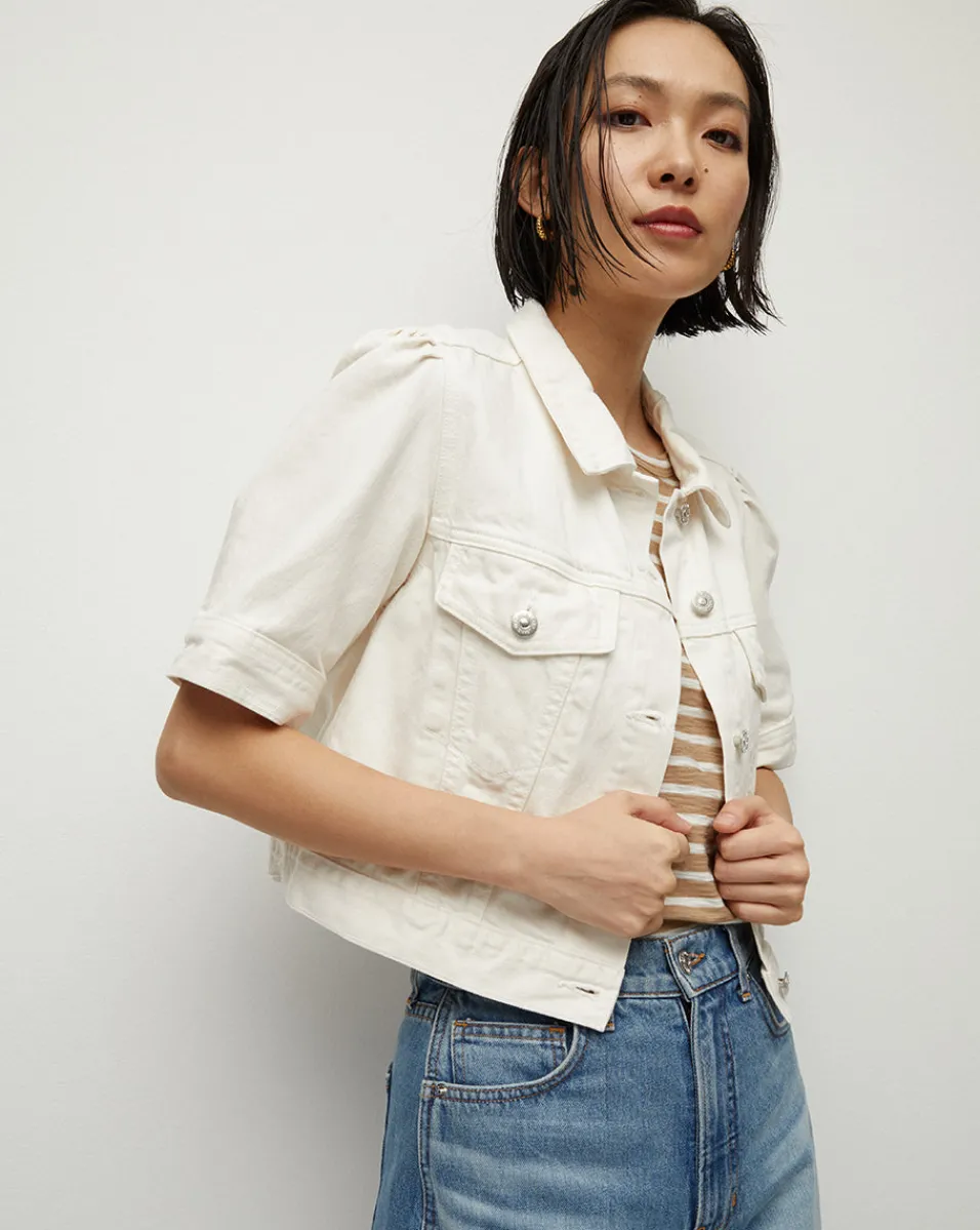 Veronica Beard Jackets & Outerwear*Raina Short-Sleeved Denim Jacket in Ecru