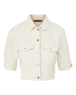 Veronica Beard Jackets & Outerwear*Raina Short-Sleeved Denim Jacket in Ecru