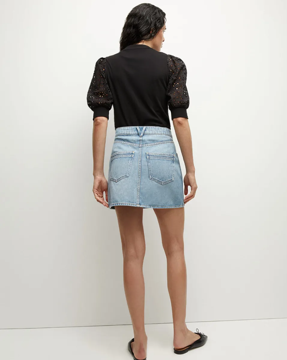 Veronica Beard Skirts & Shorts*Raundi Double-Seam Denim Skirt in Nova