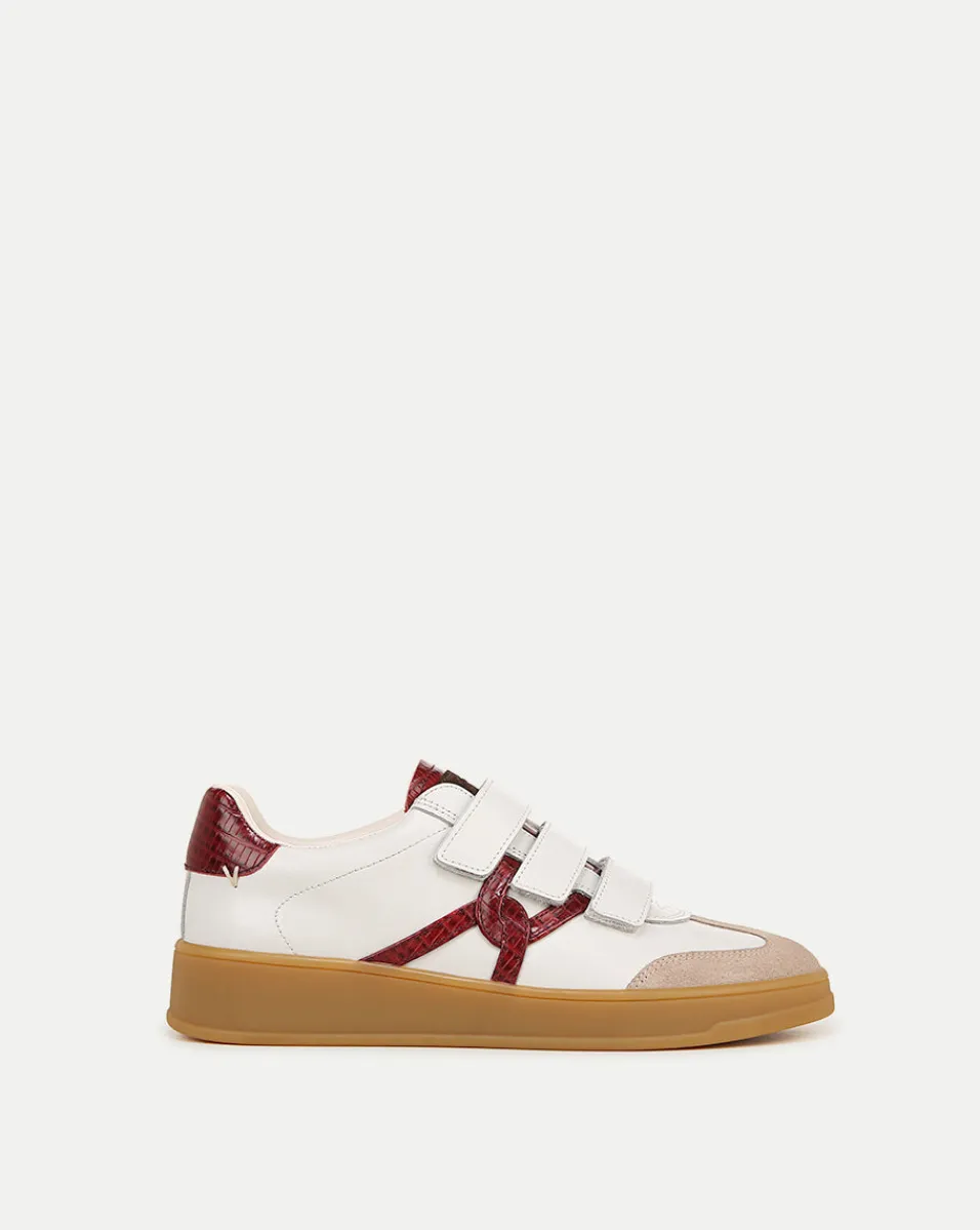 Veronica Beard Sneakers*Reagan Velcro Sneaker in White & Red White/Wine