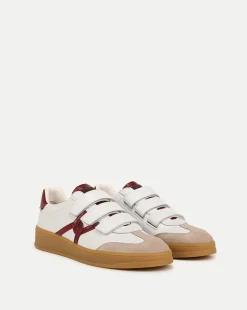 Veronica Beard Sneakers*Reagan Velcro Sneaker in White & Red White/Wine