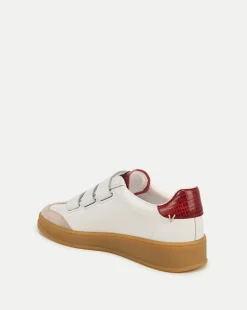 Veronica Beard Sneakers*Reagan Velcro Sneaker in White & Red White/Wine