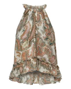 Veronica Beard Tops*Renee Silk Paisley Halter Top BarelyOrchidMulti
