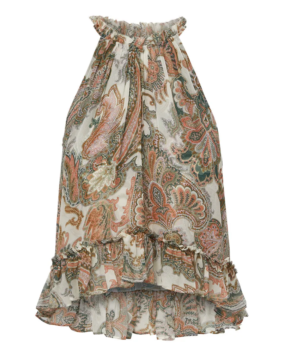 Veronica Beard Tops*Renee Silk Paisley Halter Top BarelyOrchidMulti
