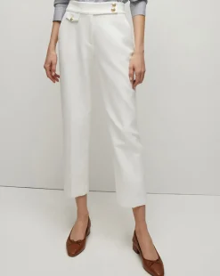 Veronica Beard Pants|Extended Sizes*Renzo Pant Off-WhiteWithGoldButtons