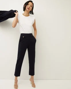 Veronica Beard Pants|Extended Sizes*Renzo Slim-Leg Pant Navy/Gold