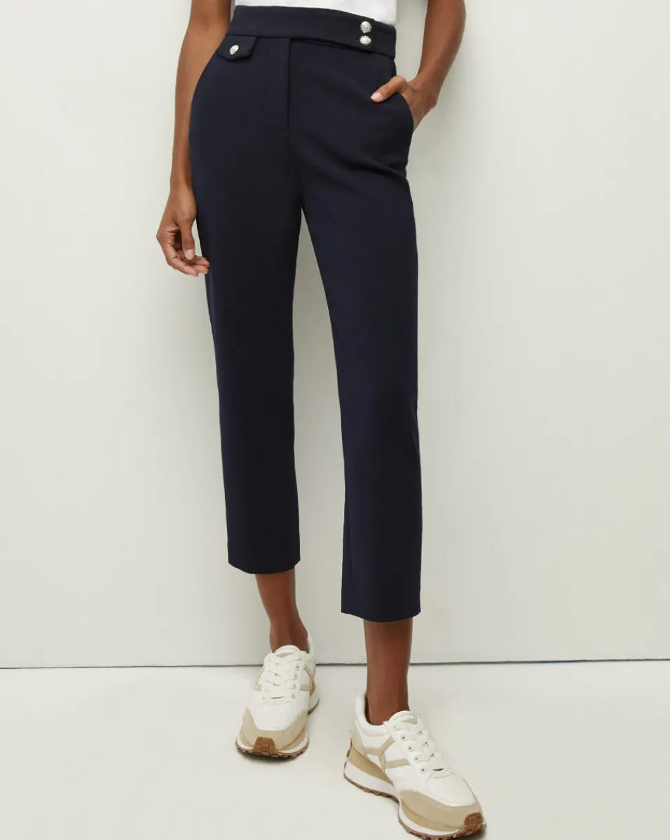 Veronica Beard Pants|Extended Sizes*Renzo Slim-Leg Pant Navy/Silver