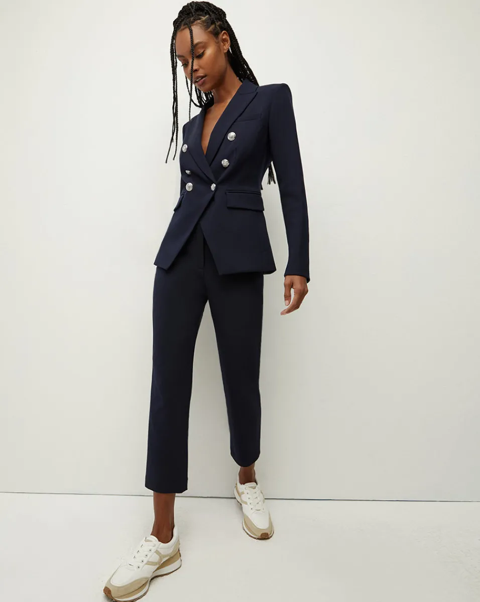 Veronica Beard Pants|Extended Sizes*Renzo Slim-Leg Pant Navy/Silver