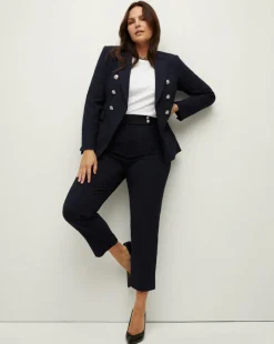 Veronica Beard Pants|Extended Sizes*Renzo Slim-Leg Pant Navy/Silver