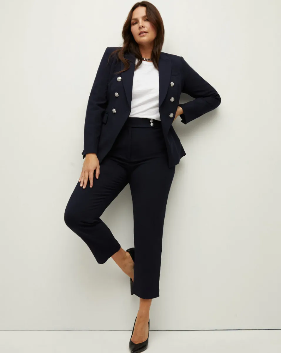 Veronica Beard Pants|Extended Sizes*Renzo Slim-Leg Pant Navy/Silver