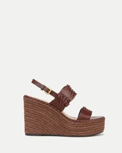 Veronica Beard Sandals*Riya Raffia Wedge Sandal in Brown