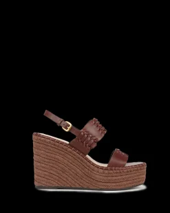 Veronica Beard Sandals*Riya Raffia Wedge Sandal in Brown