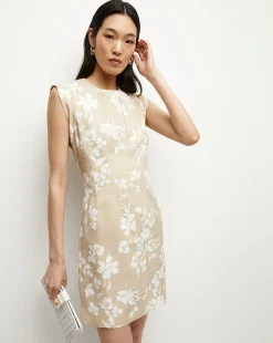 Veronica Beard Dresses*Rosedale Stretch-Linen Dress in Stone Khaki/Off-White StoneKhaki/Off-White