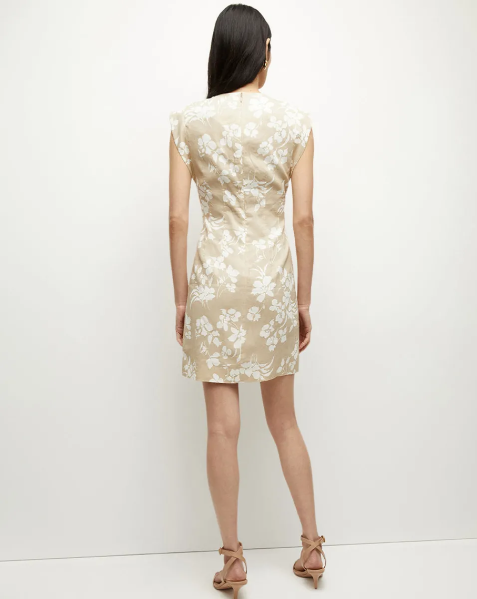 Veronica Beard Dresses*Rosedale Stretch-Linen Dress in Stone Khaki/Off-White StoneKhaki/Off-White