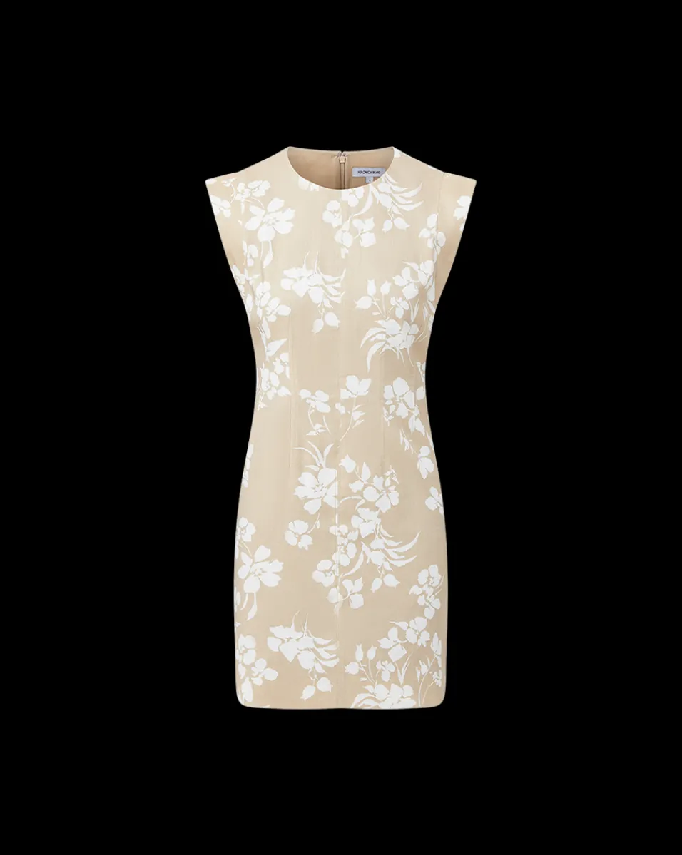Veronica Beard Dresses*Rosedale Stretch-Linen Dress in Stone Khaki/Off-White StoneKhaki/Off-White