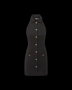 Veronica Beard Dresses*Roxanne Stretch-Linen Shirtdress in Black