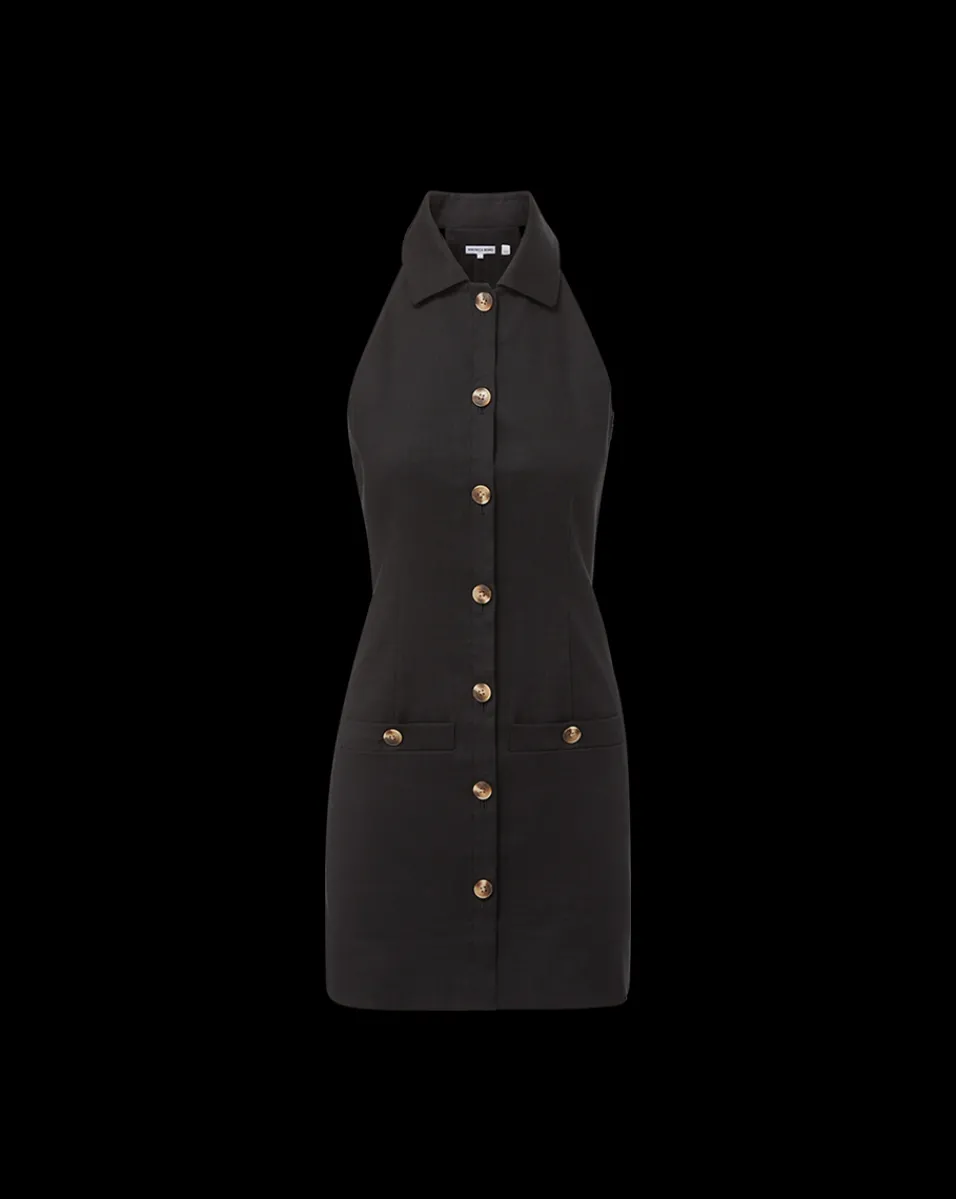 Veronica Beard Dresses*Roxanne Stretch-Linen Shirtdress in Black