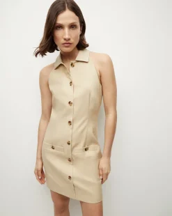 Veronica Beard Dresses*Roxanne Stretch-Linen Shirtdress in Stone Khaki StoneKhaki