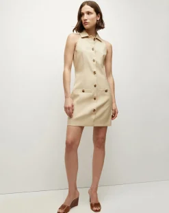 Veronica Beard Dresses*Roxanne Stretch-Linen Shirtdress in Stone Khaki StoneKhaki