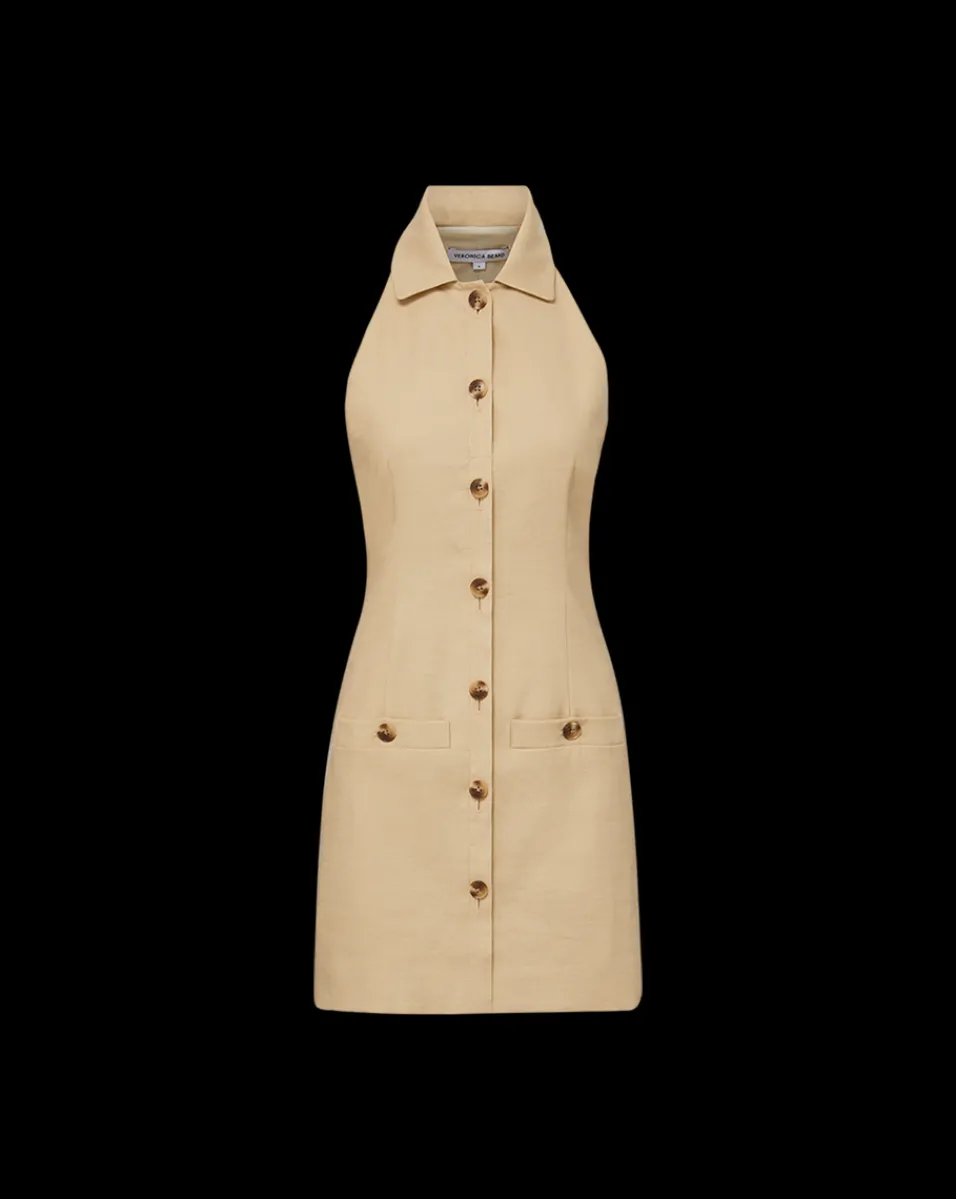 Veronica Beard Dresses*Roxanne Stretch-Linen Shirtdress in Stone Khaki StoneKhaki