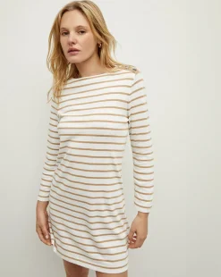 Veronica Beard Dresses*Ruta Striped Dress in Off-White/Khaki