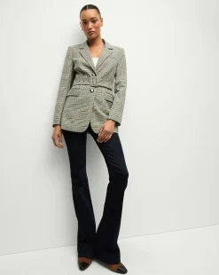 Veronica Beard Jackets & Outerwear|Matching Sets*Ryanne Belted Plaid Dickey Jacket in Ecru/Green Multi Ecru/GreenMulti