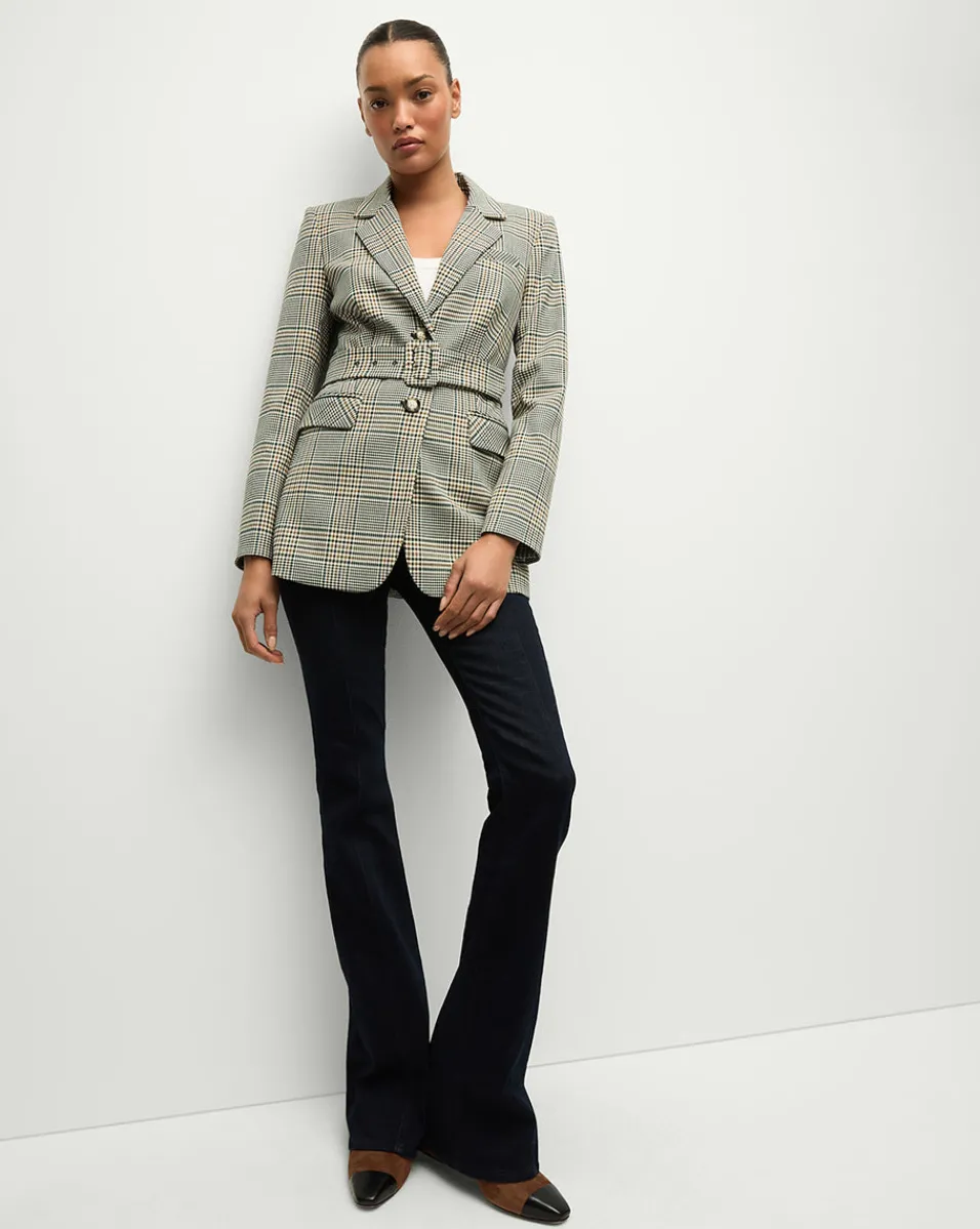 Veronica Beard Jackets & Outerwear|Matching Sets*Ryanne Belted Plaid Dickey Jacket in Ecru/Green Multi Ecru/GreenMulti