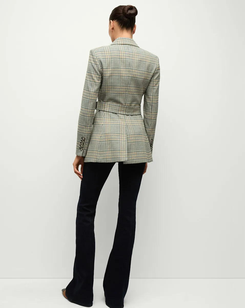 Veronica Beard Jackets & Outerwear|Matching Sets*Ryanne Belted Plaid Dickey Jacket in Ecru/Green Multi Ecru/GreenMulti