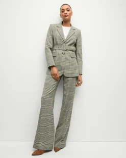 Veronica Beard Jackets & Outerwear|Matching Sets*Ryanne Belted Plaid Dickey Jacket in Ecru/Green Multi Ecru/GreenMulti