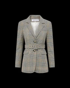 Veronica Beard Jackets & Outerwear|Matching Sets*Ryanne Belted Plaid Dickey Jacket in Ecru/Green Multi Ecru/GreenMulti