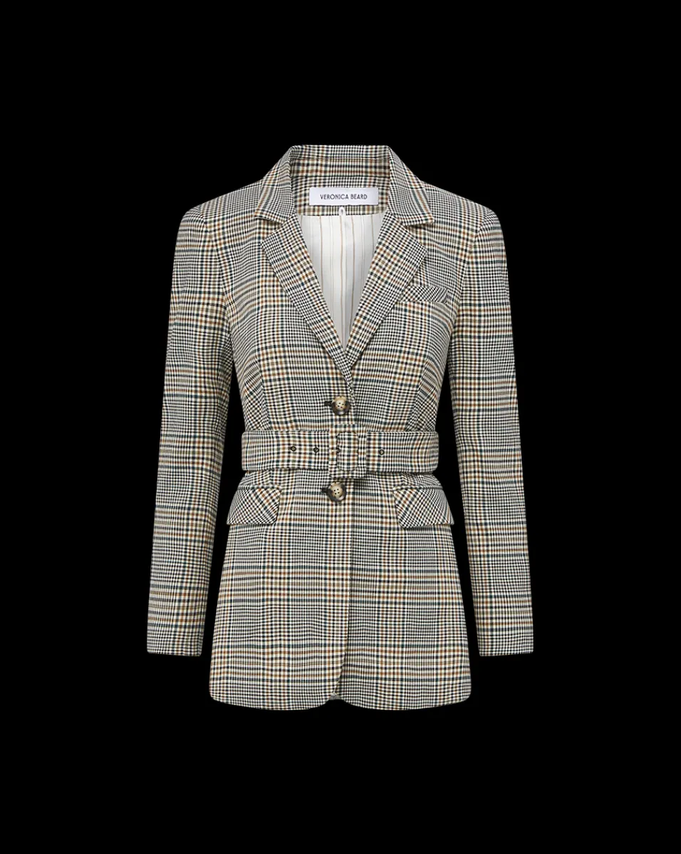 Veronica Beard Jackets & Outerwear|Matching Sets*Ryanne Belted Plaid Dickey Jacket in Ecru/Green Multi Ecru/GreenMulti