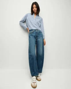 Veronica Beard Jeans*Ryder Saddle Jean in Blue Denim | Barrel Jeans Bandit