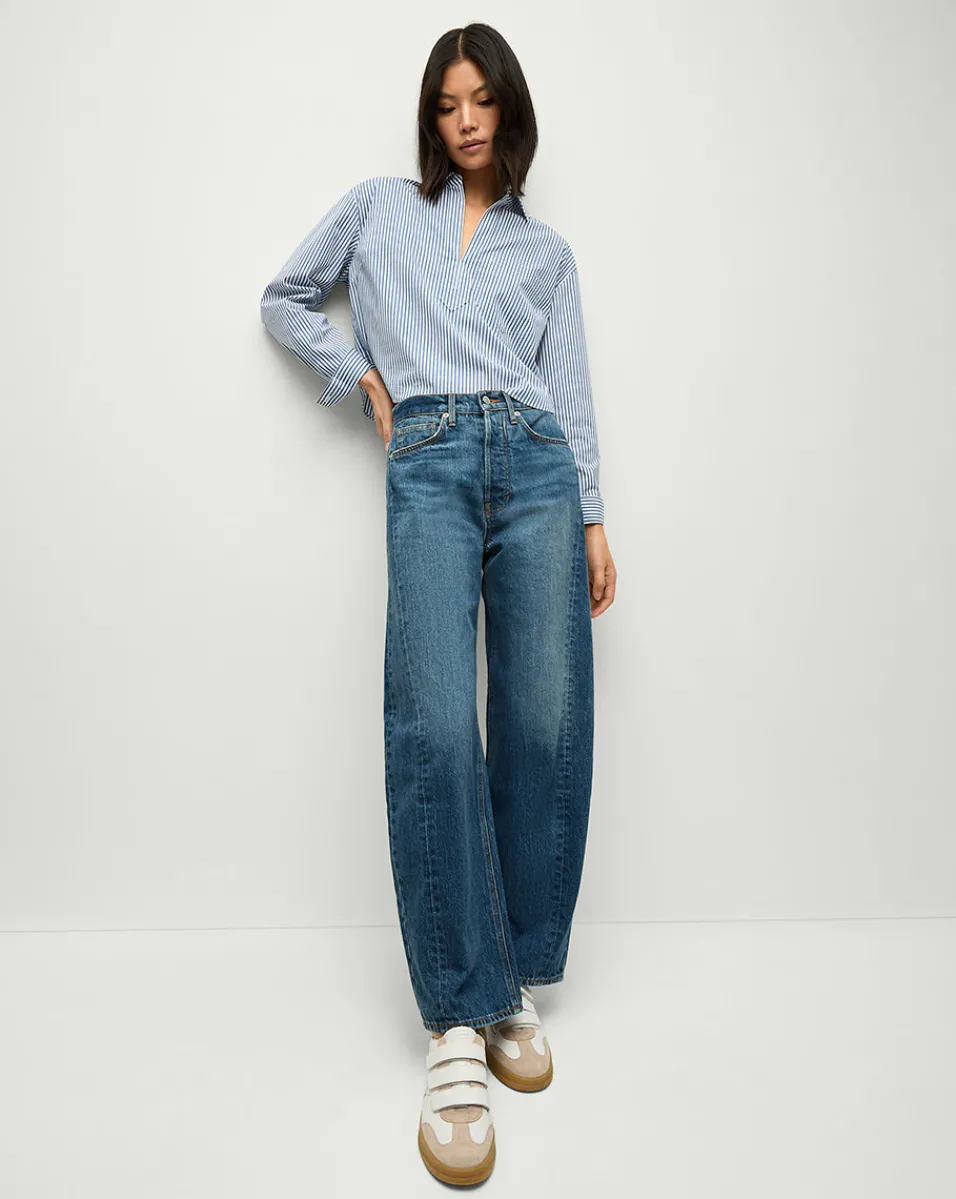 Veronica Beard Jeans*Ryder Saddle Jean in Blue Denim | Barrel Jeans Bandit
