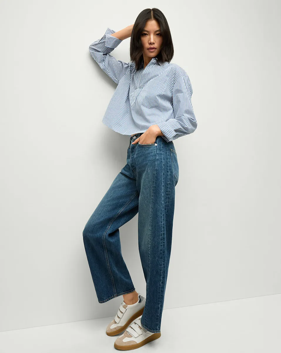 Veronica Beard Jeans*Ryder Saddle Jean in Blue Denim | Barrel Jeans Bandit
