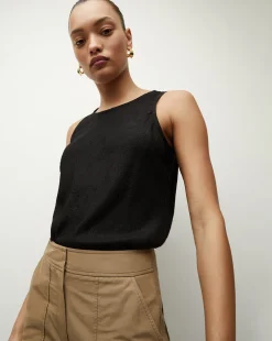 Veronica Beard Tops*Sabrina Satin Crepe Tank Top Black