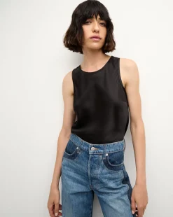 Veronica Beard Tops*Sabrina Stretch-Silk Tank Top in Black